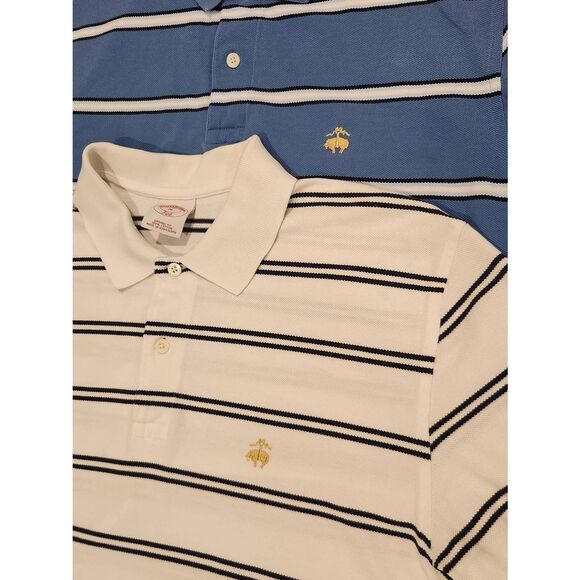Brooks Brothers Mens Medium Polo Lot of 2 embroidered logo cotton striped multi - Picture 2 of 9